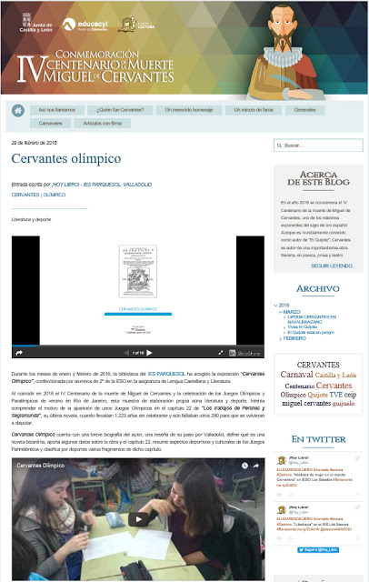 Blog de la Junta de Castilla y León sobre el centenario de la muerte de Cervantes